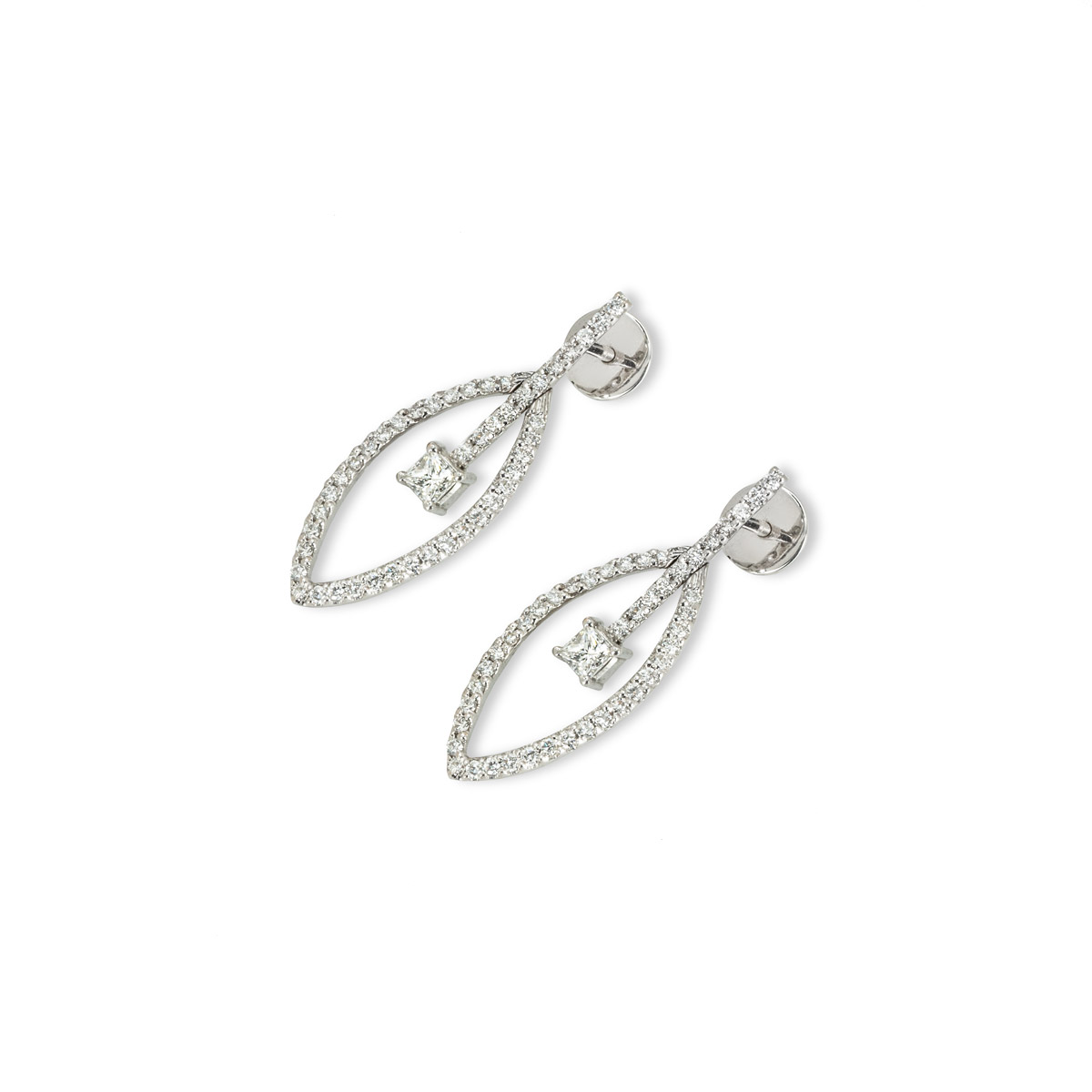 White Gold Diamond Drop Earrings 1.92ct TDW